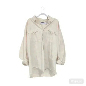 Topman Classic Vintage Oversized Mens XL Button Down Cream Long Sleeved